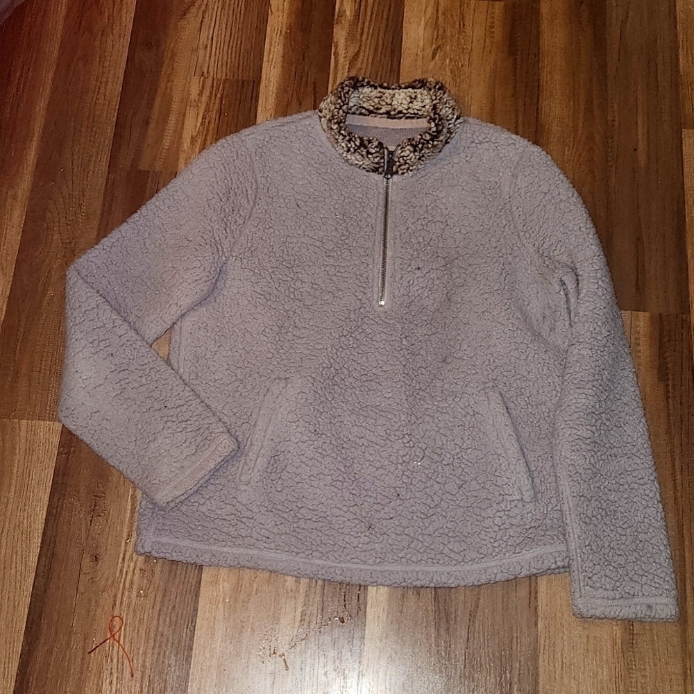 ABERCROMBIE & Fitch Fleece Gray/Tan Pullover - Size Medium